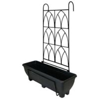 Balcony/Fence Holder - Decorative Trellis Back Planter Holder - Teracotta