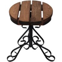 Table 42 cm Wooden Top Plant Pot Stand Steel Legs Garden Pride