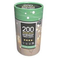 Battery Operated Dewdrop Timer Lights - 200 White - P041965