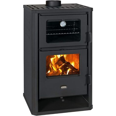 Prity – Poêle à bois avec four 14 kW – Puissance 14 kW – Efficacité 75,5% – Dimensions 570x530x930mm – Acier noir graphite