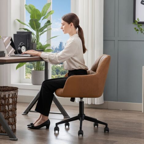 Sedia ufficio girevole in pelle con braccioli ALUMINIUM CHAIR EA 119