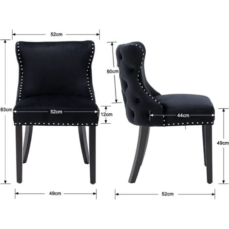 Set di 2 Sedie da Pranzo in Velluto Sedie da Cucina Moderne con Gambe in Legno per Sala da Pranzo, Nero
