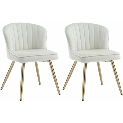 Set di 2 Sedie da Pranzo in Velluto Sedie da Cucina Moderne Sedie da Salotto Imbottite con Gambe in Metallo per Soggiorno, Beige (1/5)