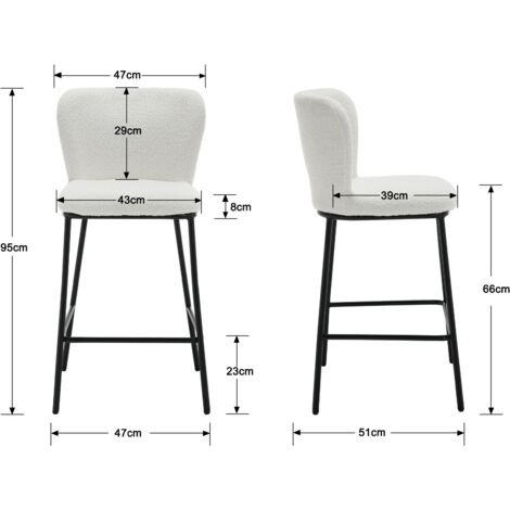 Set Di 2 Sgabelli Da Bar In Velluto Con Gambe In Metallo Bianco E Poggiapiedi – Altezza 65cm O 75cm, Capacità 200kg, Per Isola Cucina
