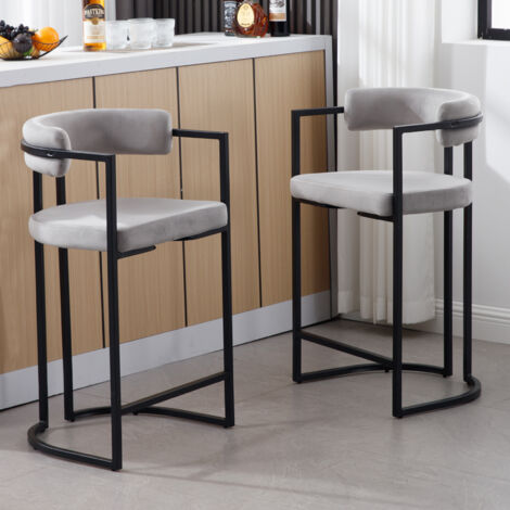 Set di 2 Sgabelli da Bar in Velluto Sgabelli Cucina Moderni con Struttura in Metallo Sgabelli Alti per Cucina Bancone, Verde