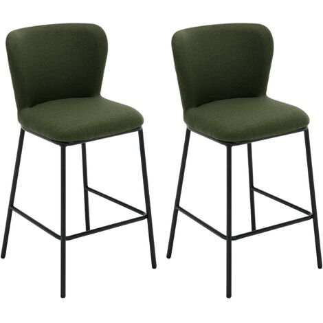 WAHSON Sgabelli bar, Set di 2 Sgabelli da Bar in Tessuto di Lino Sgabelli Cucina Moderni Sgabelli Alti con Gambe in Metallo Sedie da Bar per Cucina Bancone, Verde