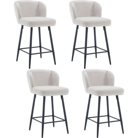 Wahson Sgabelli Bar Set di 4, Moderni Sgabelli Cucina in Tessuto Sintetica Sgabelli Alti con Gambe in Metallo per Cucina Bancone, Beige
