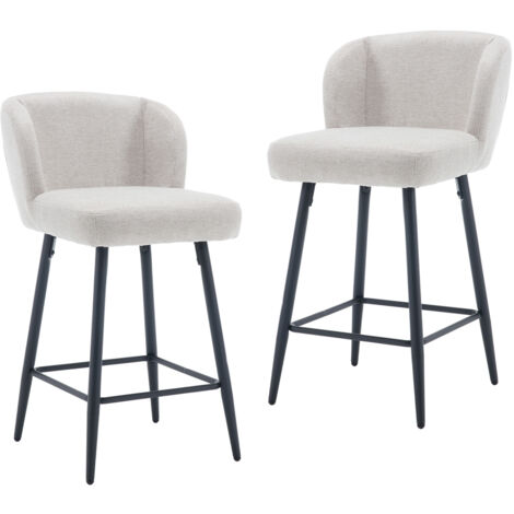 Wahson Sgabelli Bar Set di 2, Moderni Sgabelli Cucina in Tessuto Sintetica Sgabelli Alti con Gambe in Metallo per Cucina Bancone, Beige