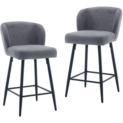 Sgabelli bar, Set di 2 Sgabelli da Bar Moderni Sgabelli Cucina in Tseeuto Sintetica Sgabelli Alti con Gambe in Metallo per Cucina Bancone,Wahson, Grigio