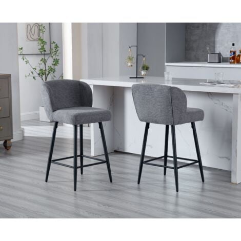 Sgabelli bar, Set di 2 Sgabelli da Bar Moderni Sgabelli Cucina in Tseeuto Sintetica Sgabelli Alti con Gambe in Metallo per Cucina Bancone,Wahson, Grigio