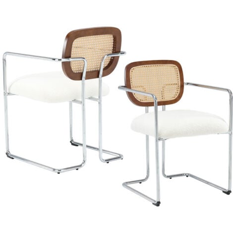 Set Di 2 Sedie Da Pranzo Imbottite - Design Scandinavo, Finta Pelle Marrone, Gambe In MetallO, Antiscivolo