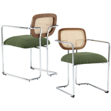 Sedie Set di 2, Sedie da Pranzo in Tessuto Sedie da Cucina Moderne con Struttura in Metallo Sedie da Salotto Imbottite per Sala da Pranzo, Wahson, Verde (1/5)