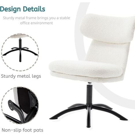 Sedia Da Ufficio In Pelliccia Sintetica - Poltrona Girevole Regolabile Con Base Oro, Bianco, Per Studio E Casa - Foto 9