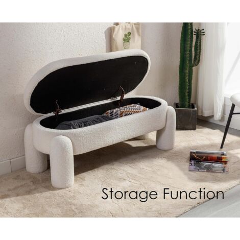 Panca Contenitore 74x74x49cm In Lino Beige - Cassapanca Per Camera, Pouf, Scarpiera, Con Chiusura Sicura