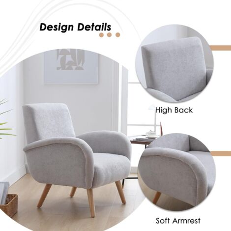 Poltrona Soggiorno Poltrona Imbottita Senza Braccioli In Tessuto Ciniglia - Gambe In Legno Massiccio, Supporta 300 Libbre, Beige Poltrona Soggiorno Poltrona Imbottita Senza Braccioli In Tessuto Ciniglia - Gambe In Legno Massiccio, Supporta 300 Libbre, Beige