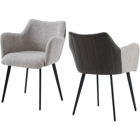 Set di 2 sedie imbottite in lino con gambe regolabili - struttura in