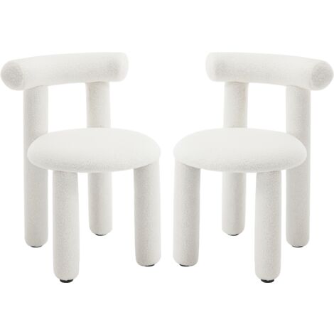 Wahson Set di 2 Sedie da Pranzo Sedie da Cucina Sedie Sala da Pranzo Moderne in Pelliccia con Gambe in Metallo Sedie da Salotto per Ristorante, Bianco (1/5)