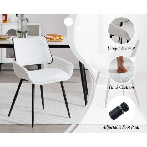 Chairus Sedie Da Pranzo In Pelliccia Sintetica – Set Di 2, Design Cilindrico Morbido, Senza Braccioli, Bianco, Per Cucina E Soggiorno