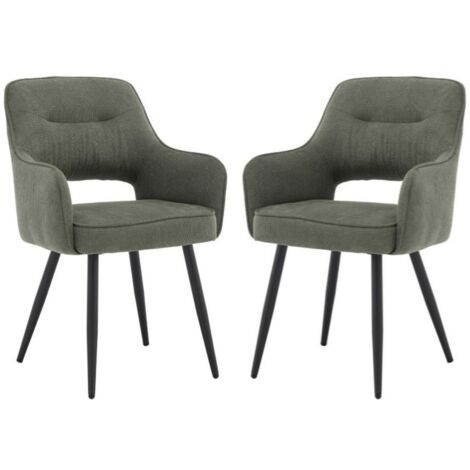 Set di 2 Sedie da Pranzo Sedie da Cucina Moderne Sedia Imbottite con Gambe in Metallo per Sala da Pranzo, Verde (1/5)