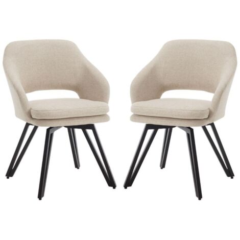 Wahson Set di 2 Sedie da Pranzo Sedie da Cucina Girevole in Tessuto di Lino Sedie Soggiorno con Gambe in Metallo, Avena