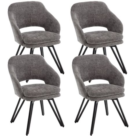 Set di 4 Sedie da Pranzo Sedie da Cucina Girevole in Tessuto Sedie Soggiorno con Gambe in Metallo, Poltrona Imbottite per Sala da Pranzo, Grigio