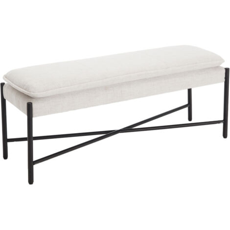 Wahson Panca Imbottita Panca da Ingresso Fondo Letto in Tessuto di Lino Panchina Ingresso Moderna con Gambe in Metallo, Beige
