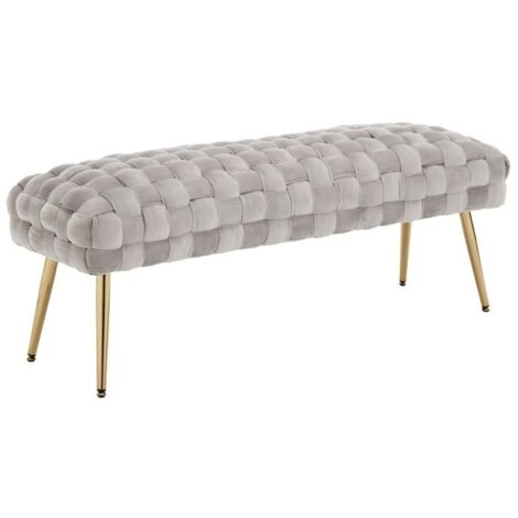 Panca Imbottita Fondo Letto in Velluto Panchina Ingresso Moderna con Gambe Dorate Cassapanca, Grigio, 120CM, Wahson