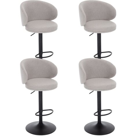 Wahson Sgabelli bar Set di 4, Cucina Sgabelli in Tessuto, Moderna Sgabelli Alti con Schienale, Regolabile e Girevole per Cucin, a Penisola, Grigio
