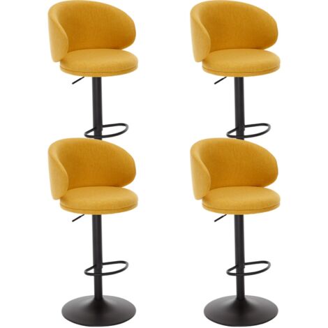 Wahson Sgabelli bar Set di 4, Cucina Sgabelli in Tessuto, Moderna Sgabelli Alti con Schienale, Regolabile e Girevole per Cucin, a Penisola, Giallo