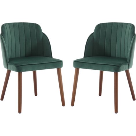 Sedie da Cucina in Velluto Set di 2 Sedie da Pranzo con Gambe in Legno per Cucina, Verde, chairus