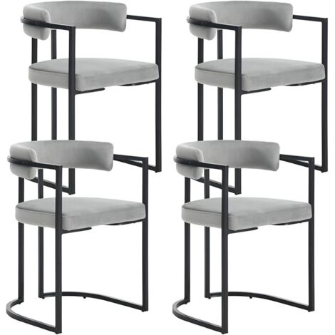 Set di 4 Sedie da Pranzo in Velluto Sedie da Cucina Moderne con Struttura in Metallo Sedie da Salotto per Soggiorno, Grigio