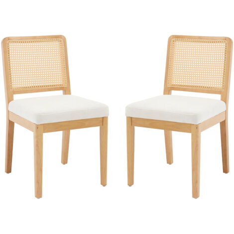 Chairus Set Di 2 Sedie Da Pranzo In Ecopelle E Legno Naturale - Stile Rustico Moderno Senza Braccioli - 2