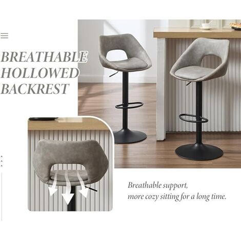 Set Di 4 Sgabelli Da Bar Moderni In Ecopelle PU – Girevoli, Regolabili In Altezza, Con Schienale – Design Minimalista Per Cucina E Bancone – Nero
