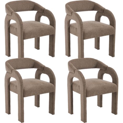 Wahson Set di 4 Sedie in Tessuto, Sedie da Pranzo con Schienale Curvo Poltrocina da Cucina Moderno per Sala da Pranzo/Soggiorno, Marron