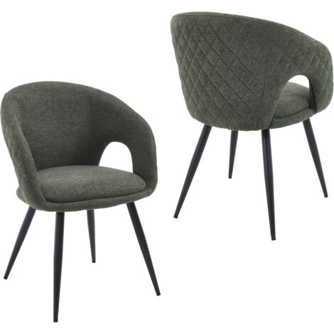 Wahson Set di 2 Sedie, Sedieda Pranzo in Tessuto, Sedie da Salotto con Gambe in Metallo Sedie Imbottite per Sala da Pranzo/Soggiorno, Verde