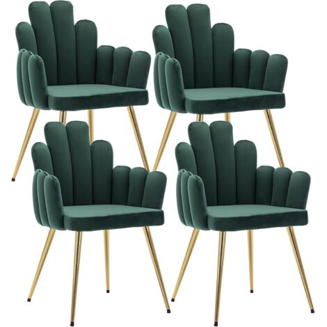 Wahson Set di 4 Sedie da Pranzo Moderne in Velluto Sedie da Cucina con Gambe in Metallo per Soggiorno, Verde