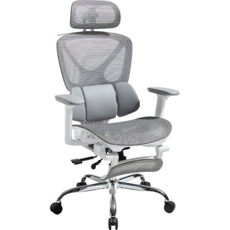 Wahson Sedie da scrivania, Ergonomica Sedia Computer Regolabile in Altezza, Poltrona Girevole con Braccioli e Poggiatesta, Grigio