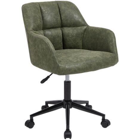 Wahson Sedie da scrivania, Ecopelle Sedia da Ufficio con Rotelle e Imbottita, Girevole Sedia Regolabile in Altezza per Studio, Verde pallido