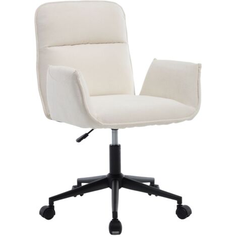 Wahson Sedie da scrivania in Tessuto, Regolabile Poltroncina con Gambe in Metallo, Girevole Sedia con Ruote per Ufficio/Studio/Reception, Bianco