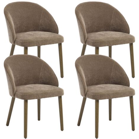 Wahson Sedie Set di 4, Cucina Sedie in Tessuto, Moderne Poltroncine con Gambe in Legno, Massiccio Sedie Imbottite per Sala, Marrone
