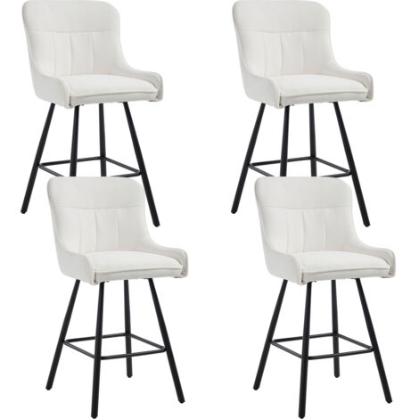Wahson Sgabelli da Bar Set di 4, Moderni Sgabelli in Cinglia, Imbottiti Sedia con Gambe in Metallo, Alti Sedie da Bar con Schienale, Beige