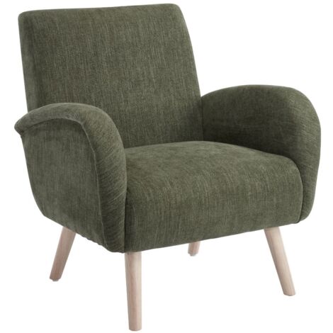 Wahson Poltrone relax in Tessuto, Moderna Poltroncina con Gambe in Legno, Sedia da Salotto per Soggiorno/Camera da Letto, Verde