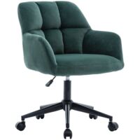 Sedia da Scrivania Girevole Sedia da Ufficio Imbottita con Rotelle Regolabile in Altezza per Studio, Velluto, Verde