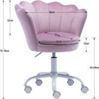 Sedia da toeletta in velluto con braccioli, per scrivania da trucco, regolabile e confortevole, sedia da ufficio per camera da letto (bianco, 24 x 28 cm, 81,3 cm