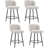 Wahson Sgabelli Bar Set di 4, Moderni Sgabelli Cucina in Tessuto Sintetica Sgabelli Alti con Gambe in Metallo per Cucina Bancone, Beige