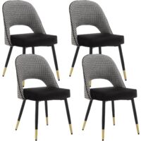 Set di 4 Sedie da Pranzo in velluto Sedie da Cucina Moderne con Gambe in Metallo per Soggiorno, Nero
