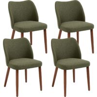 Wahson Sedie Set di 4, Moderna Sedia da Pranzo in Tessuto, Imbottita Sedia Cucina con Schienale e Gambe in Legno, Verde