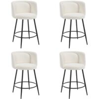 Wahson Sgabelli da Bar Set di 4, Cucina Sgabelli in Tessuto, Sgabelli Alti Imbottiti con Gambe in Metallo, Moderni Sedie da Bar con Schienale, Beige