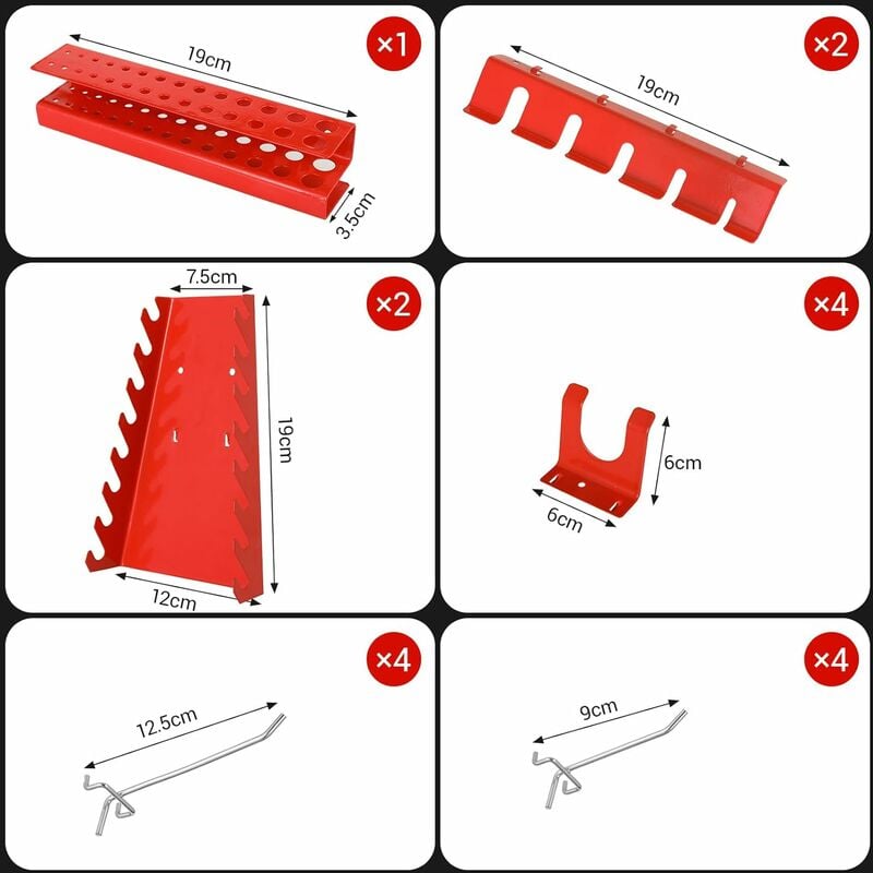 KIT SET 10 GANCI PER PANNELLO DA MURO PORTA UTENSILI ATTREZZI X2-13 SOGI  X2-C-KIT : : Fai da te