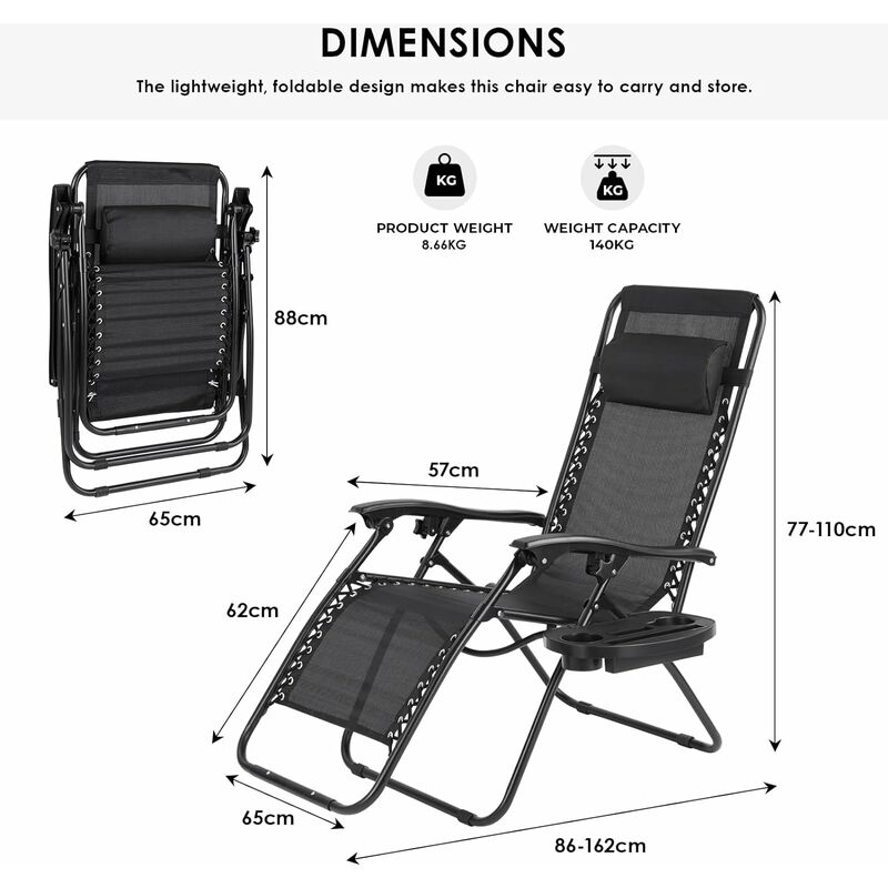 Set 3 Sdraio Pieghevoli Da Giardino - Grigio, Portabicchieri - Per Piscina E Balcone - Foto 2